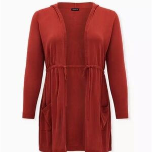 Torrid Anorak Hooded Cinch Waist Sweater Rust Orange Women’s Plus Size 2X